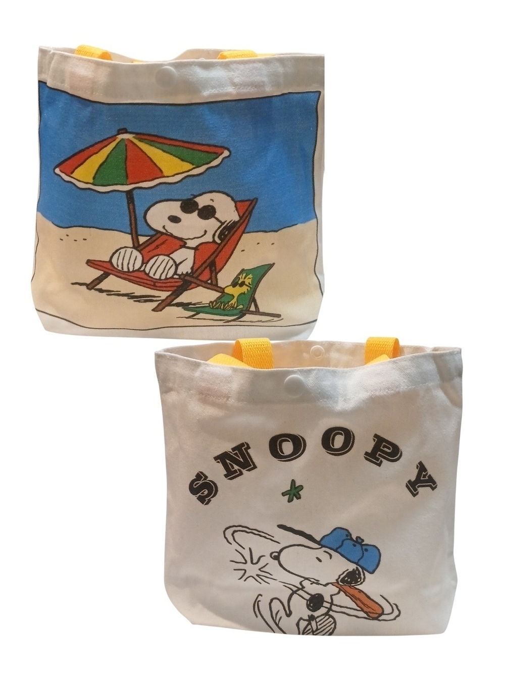 Peanuts -Small Tote Bag Double Sided,1 Side Snoopy at the Beach & 1 Playing Ball - Picture 12 of 12